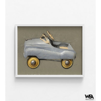 Reproduction d'affiche de voiture de jouet antique, illustration de voiture à pédales, décor de chambre d'enfant, impression de idée de décoration de chambre de bébé rétro