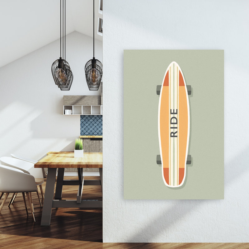 «Retro Longboard Ride Classic, minimaliste, rétro, art urbain urbain imprimé, H 60 po x l 40 po