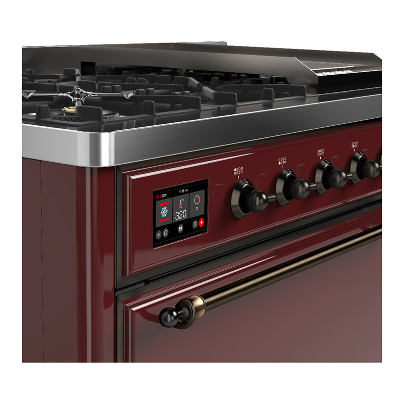 Majestic III Series 48 Inch Dual Fuel Range with 5 Sealed Burners, Griddle, Frenchtop in Matte Graphite (Natural Gas, Burnished Trim)