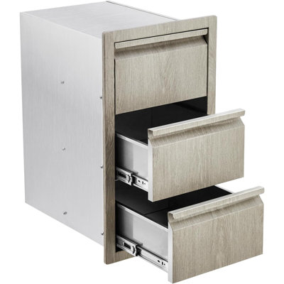 Stainless Steel Outdoor Kitchen  Drawers. Weather-Resistant  Mount Cabinet with Handles. 14.7" W x 18.5" D x 24.5" H. for  Island. Patio Grill &
