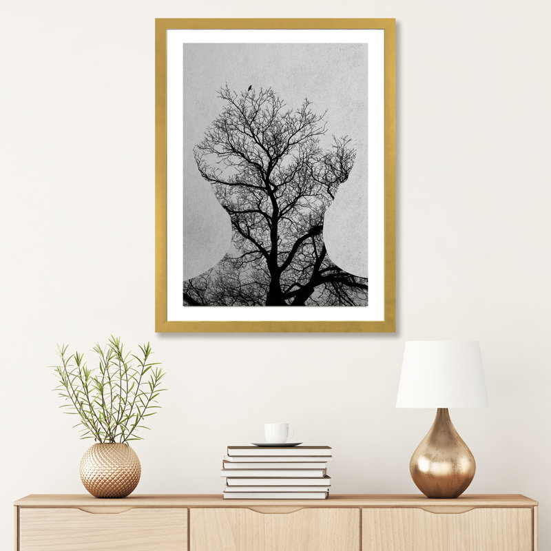 « tree of life » par andreas lie-impression sur impression, H 24 po x l 16 po x P 1 po, Papier encadré doré