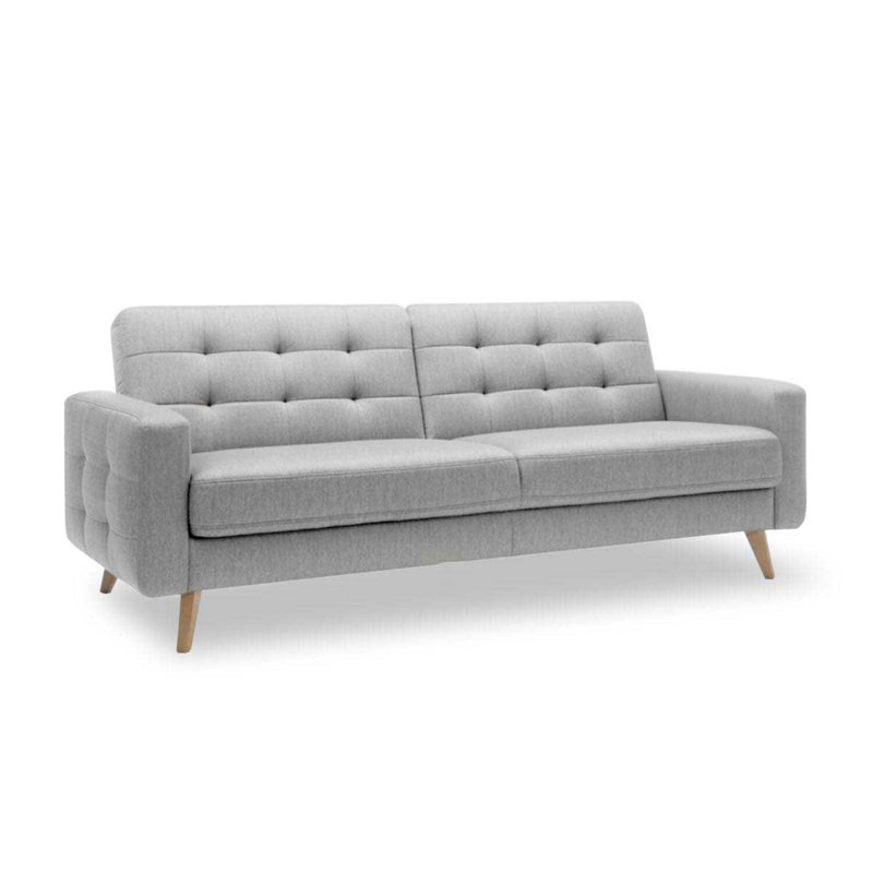 Canapé-lit Nappa avec rangement, Gris clair / 100% polyester