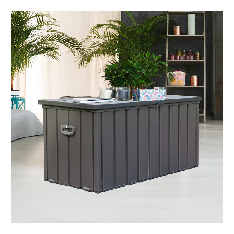 120 Gallon Outdoor Storage Deck Box Waterproof, Large Patio Storage Bin For Outside Cushions, Throw Pillows, Garden Tools, Lockable (Dark Gray)