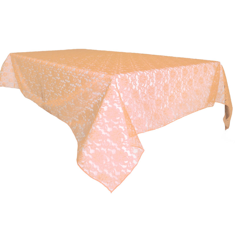 Floral Lace Overlay, 120" x 58", Peach