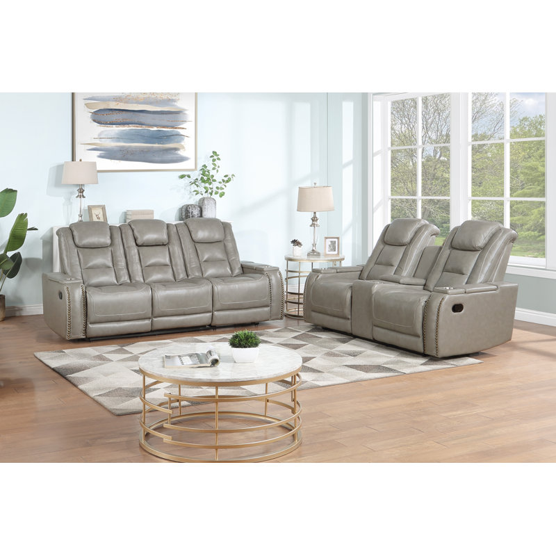 Ensemble de salon inclinable en cuir 2 pièces Paylor