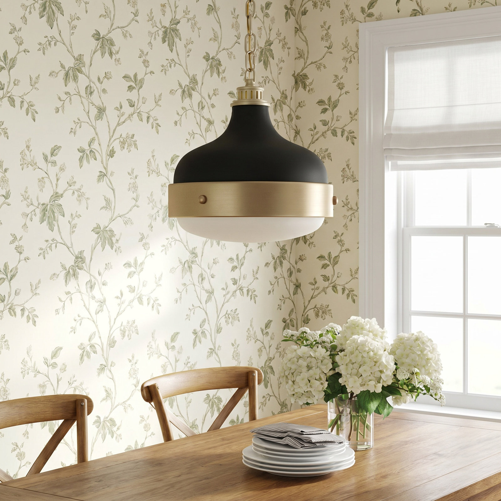 Tulane Single Dimmable Pendant, Dark Antique Brass / Matte Black, 13.125" H x 13" W x 13" D