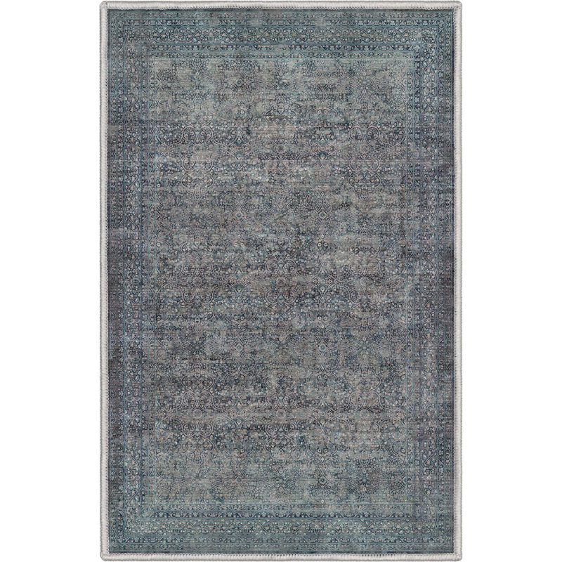  Tapis persan oriental bleu Asha Juliette, Rectangulaire 2 pi x 3 pi