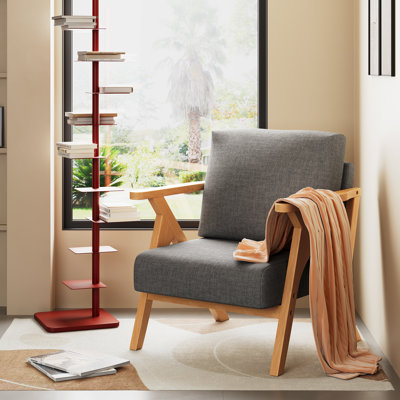 Upholstered Armchair With Wood Frame