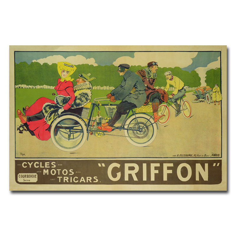 Griffon Cycles Motors & Tricars Vintage Canvas Wall Art