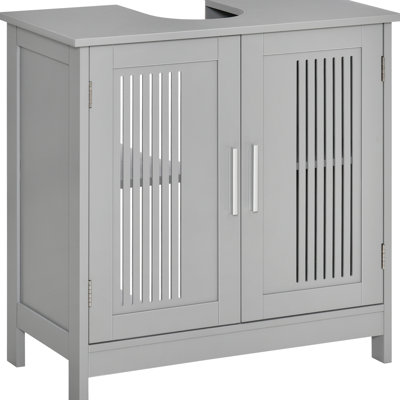 Gray Bathroom Cupboard Under Sink - Adjustable Shelves For Neat Storage Modern Shelf Cabinet, Included