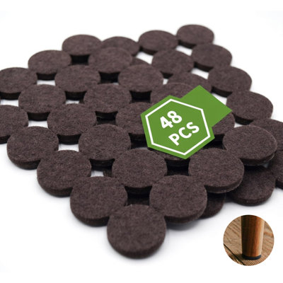 Felt Furniture Pads for Hardwood Floors, 48-Pack Round Floor Protectors in Dark Brown