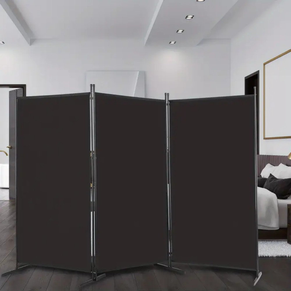Ebern Designs Black Foldable Screen Made Of 160G Polyester Fabric With ...