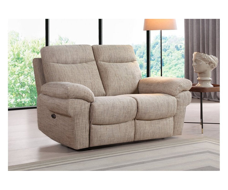 Casolo Fabric Electric Recliner 2 Seater Sofa, Caramel
