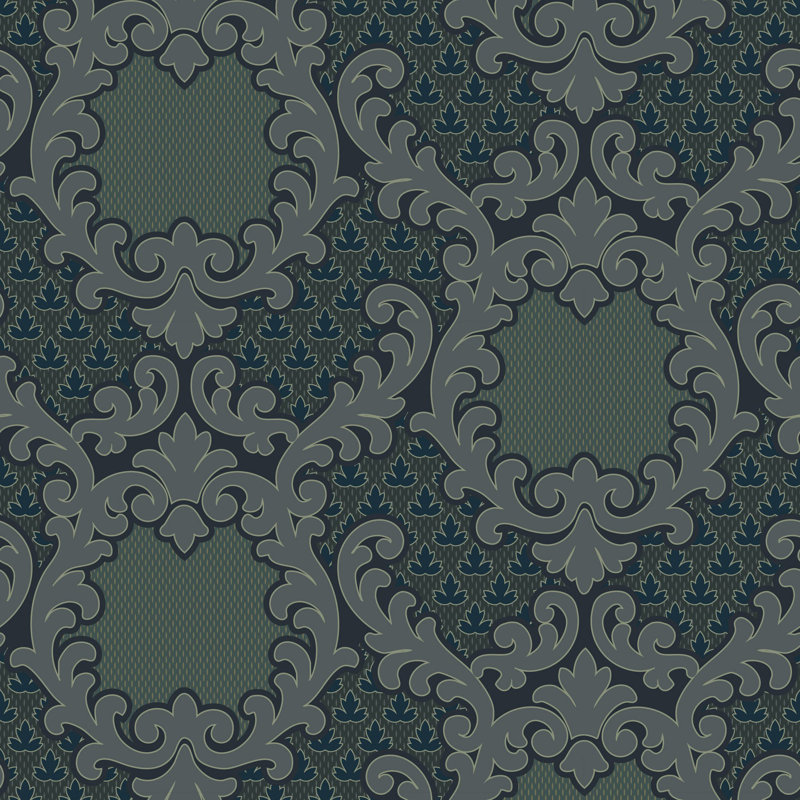 Shadow Leaf Damask - Midnight Wallpaper