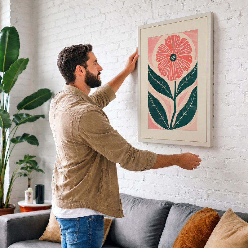 Geometric Bloom Mid-Century - Wrapped Canvas, 36x24 - 91.4 x 61.0 cm, White Border