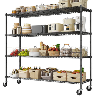 Height-adjustable Garage Wire Shelving Unit With Wheel