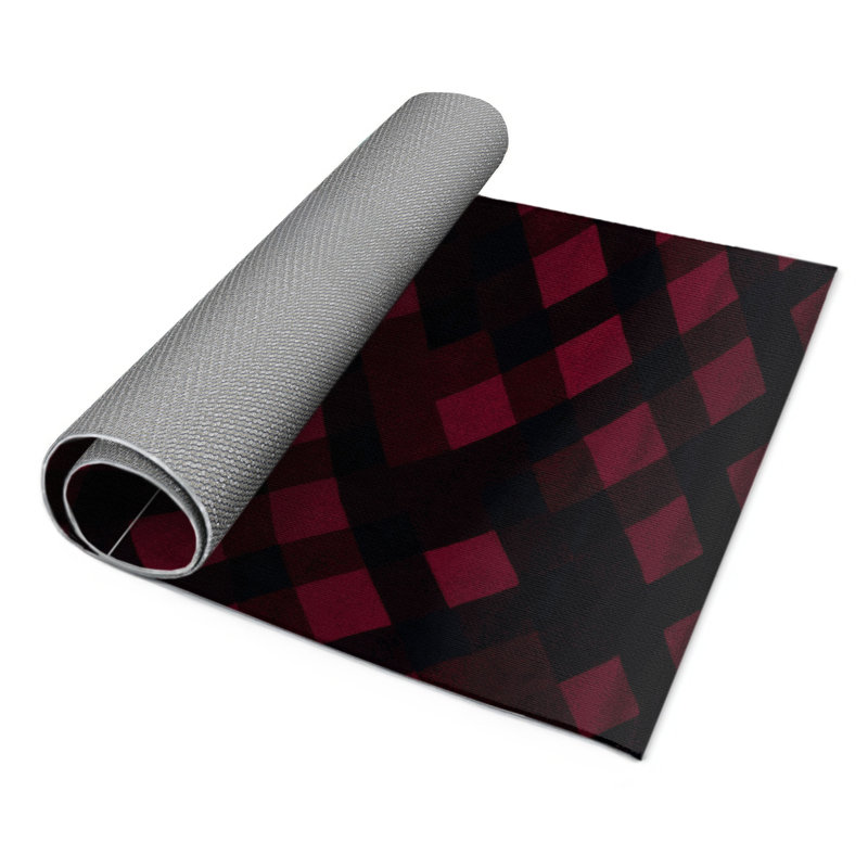 Tapis d'intérieur et d'extérieur à carreaux rouge, Rectangulaire 2 pi x 3 pi