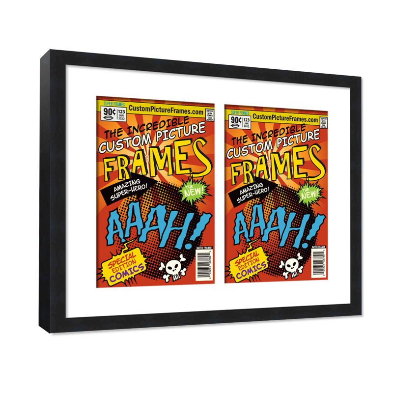 Wood Picture Frame with Mat, 7.25" x 10.5", Black/White