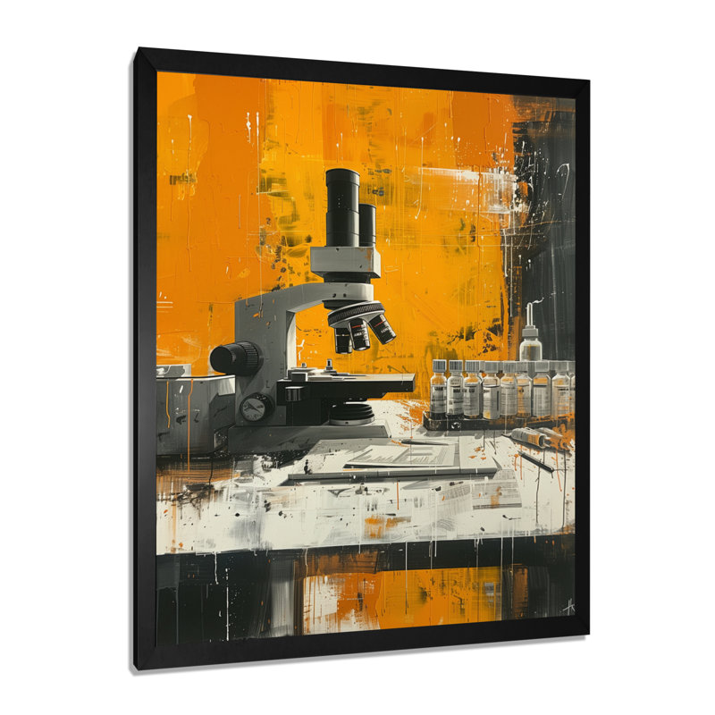Décoration murale jaune et noir radiologique en laboratoire - Laboratoires, H 20 po x l 12 po x P 1 po, Cadre simple noir
