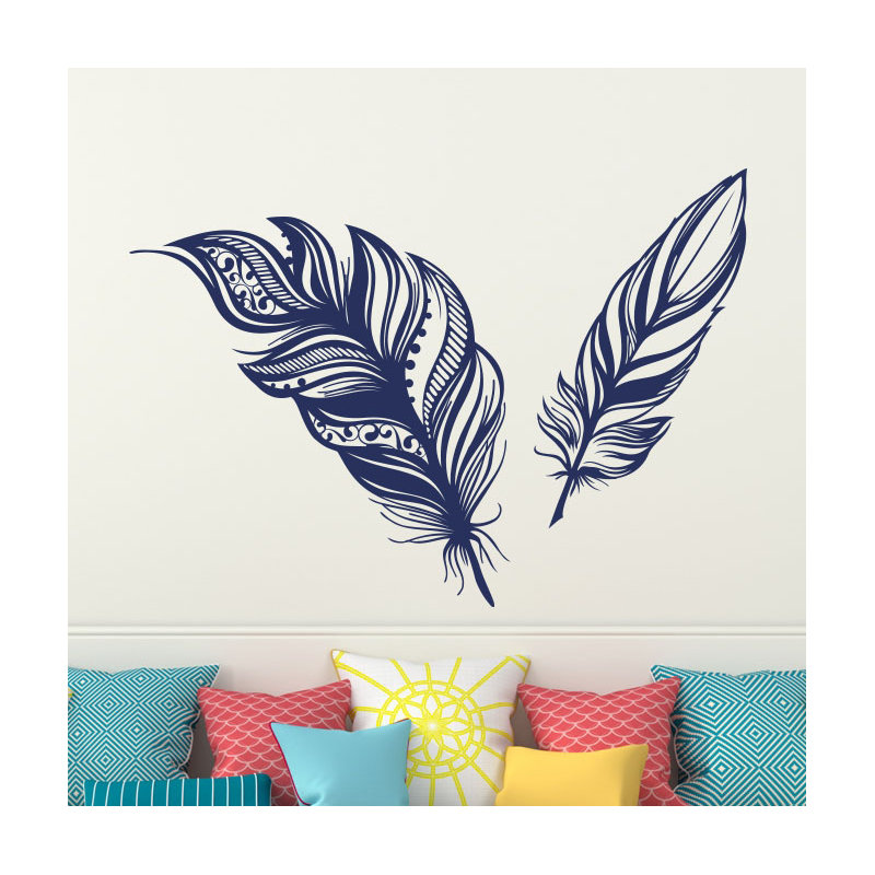 Adhésif décoratif plumes, H 22 po x l 31 po, Bleu marine