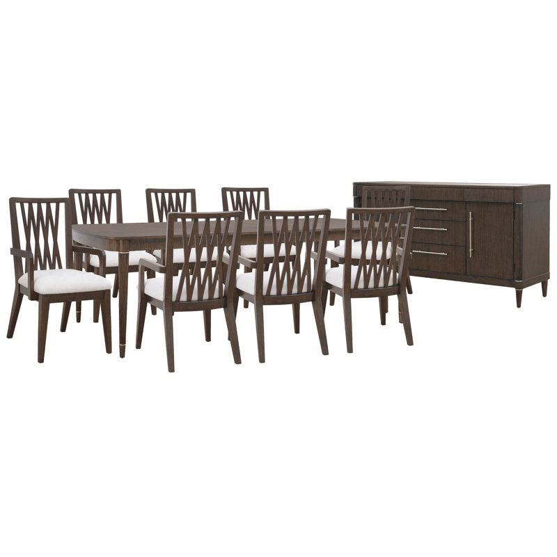 Leg Dining Table, 10 pièces: table, 8 chaises, buffet
