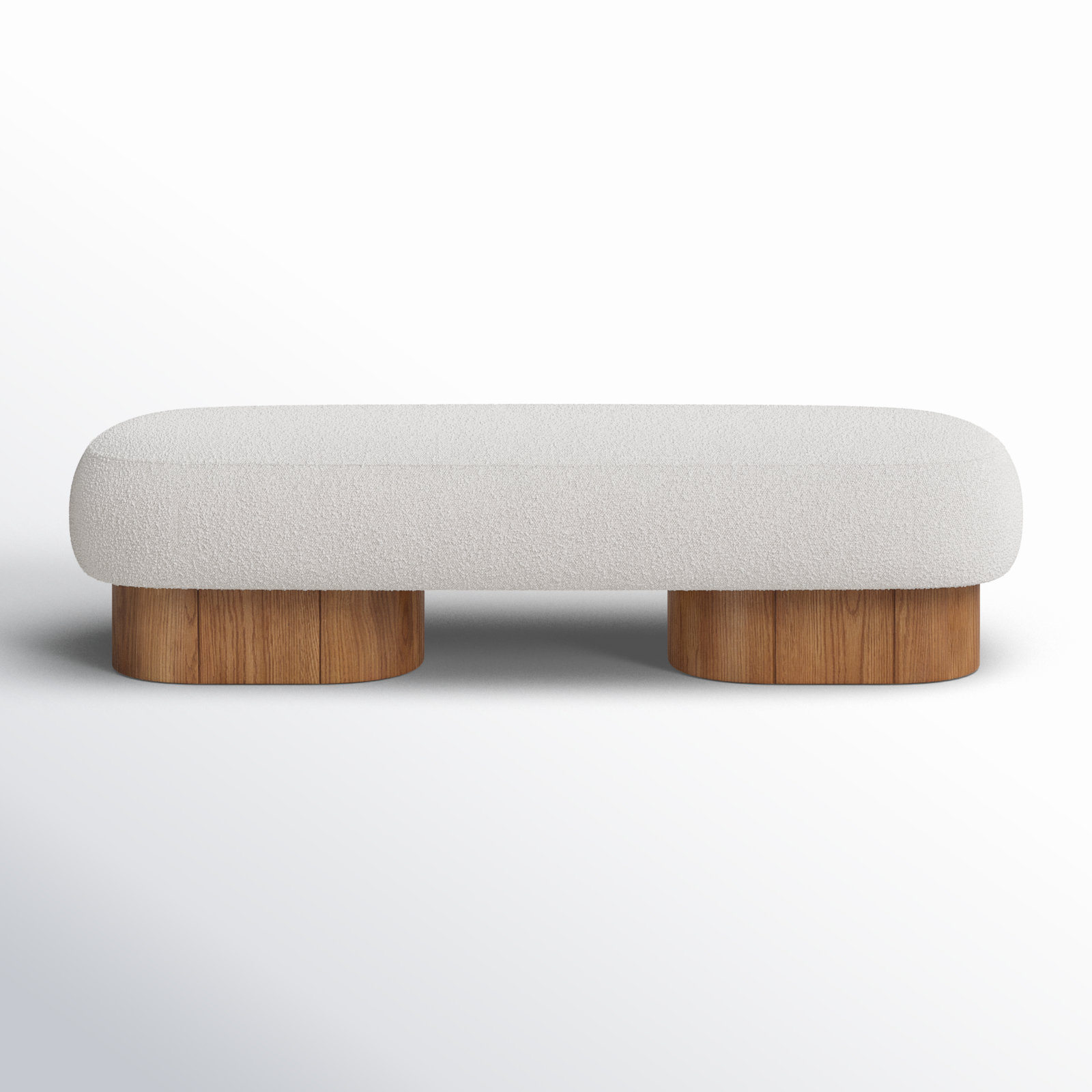 Denyer Boucle Fabric Upholstered Bench, Cream Boucle Fabric, Natural