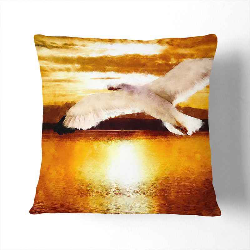 Seagull and Orange Sunset Vol.1 Scatter Cushion, 40cm H x 40cm W x 15cm D