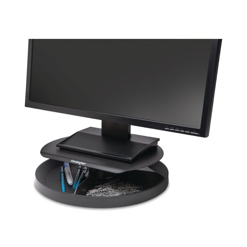 Black Freestanding Desk Monitor Stand with Storage