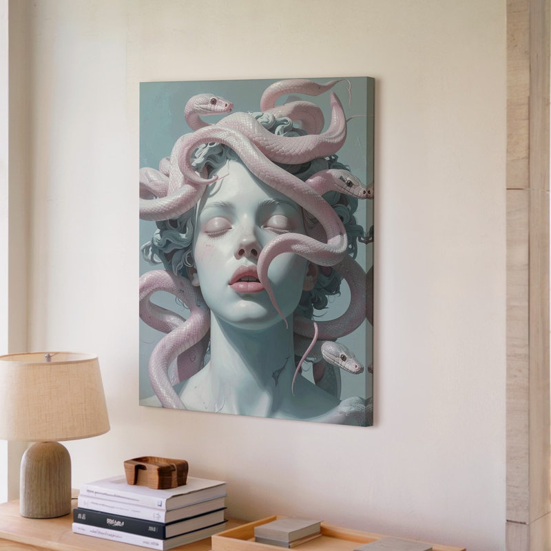 Medusa marbre buste Canvassurreal Mythique Sculpture Art mural Art sur toile prêt à accrocher galerie enveloppée Home Decor Modern Design Decor