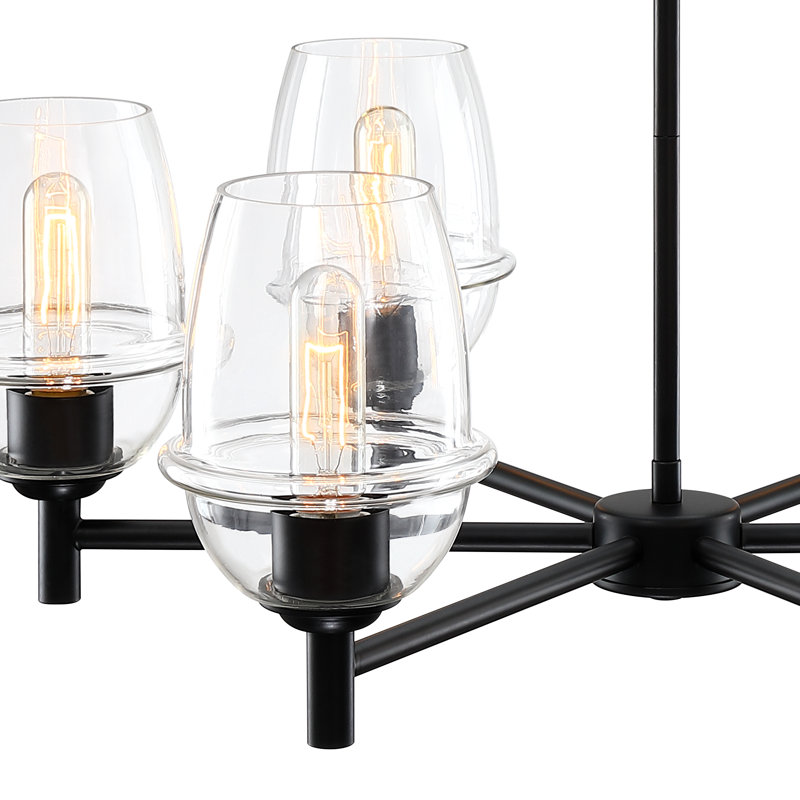 Dolena 6 - Light Steel Dimmable Shaded / Spider Chandelier, Matte Black