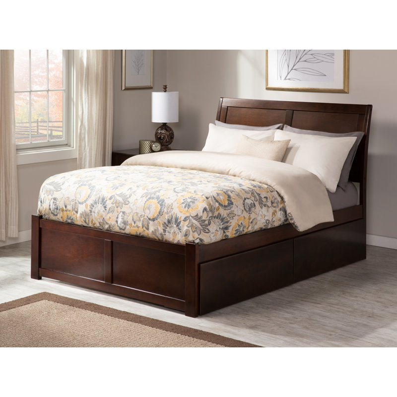 Yailynn Solid Wood Sleigh Storage Bed, Queen, Walnut
