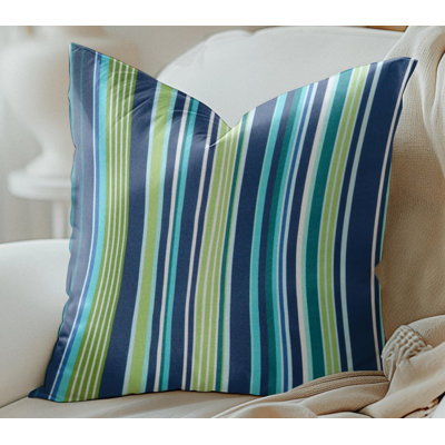 Turquoise Navy Stripe Outdoor Pillow cover