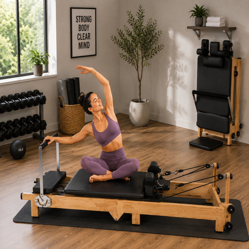 92" Foldable Pilates Reformer Machine, Black