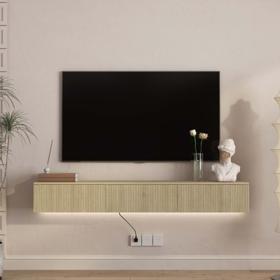 Meuble télé flottant fixé au mur avec 16 DEL de couleur, meuble télé moderne de 65 po, meuble télé flottant pour téléviseur 55 60 65 po