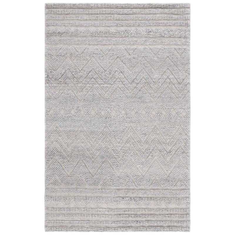 Tapis gris en coton tissé à la main Natura, Rectangle de 5 pi x 8 pi