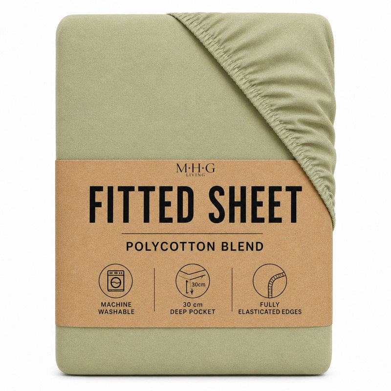 MHG Living Ultra Soft White Fitted Bed Sheet with Pillowcase Pair - Single/Double/King/Super King, Double