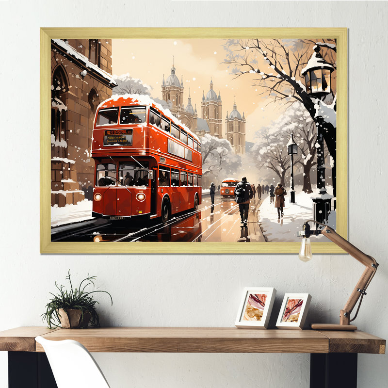 Vintage London City Views II - art mural de Londres, Cadre d'angle fermé doré, H 32 po x l 24 po x P 1 po
