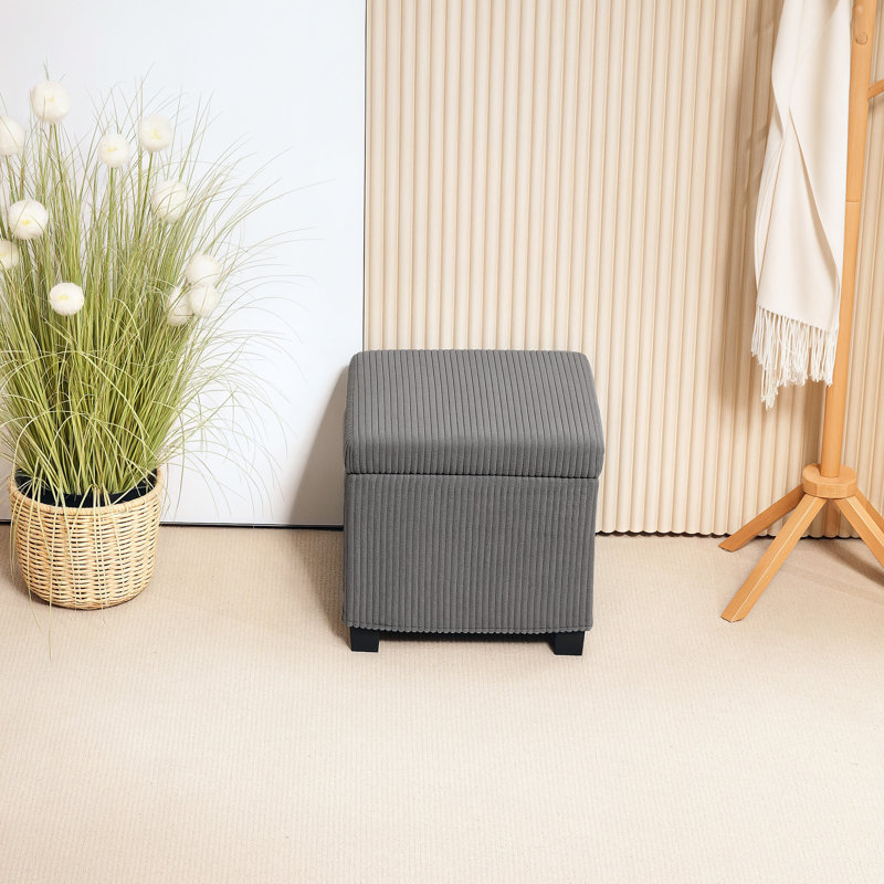 40cm Wide Cube Ottoman, Grey