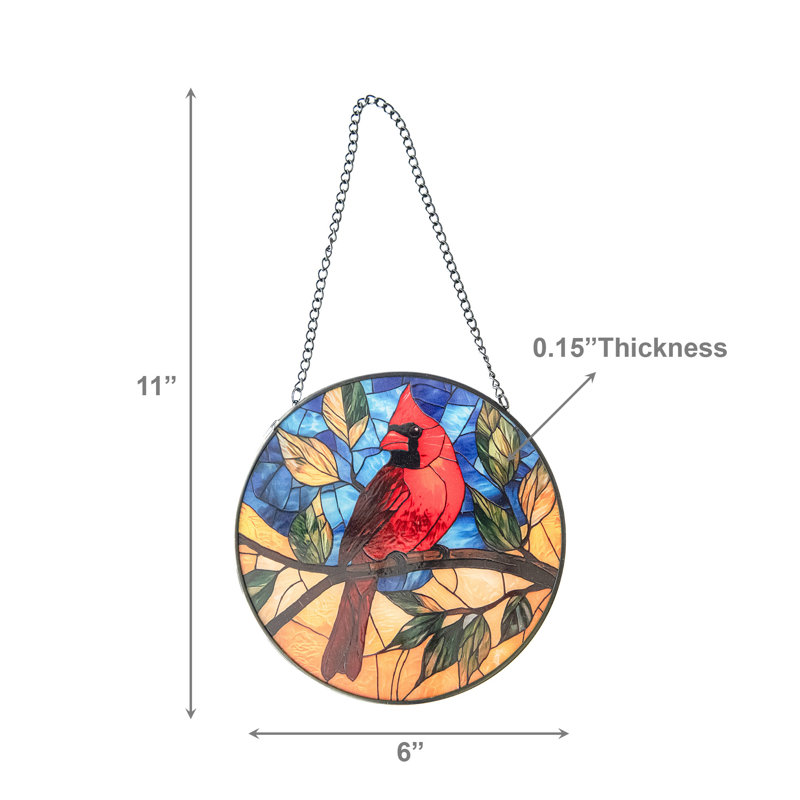6" Stained Glass Suncatcher Cardinal
