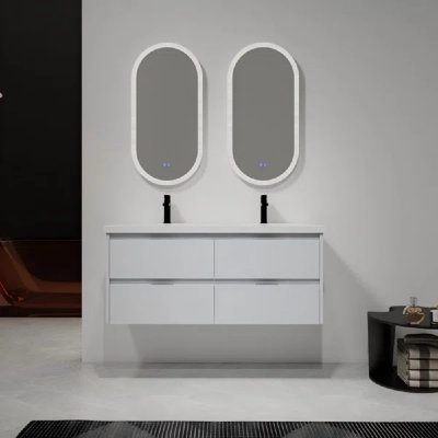 48 Inch Bathroom Vanity With Dual Resin Sink And 4 Soft Close Drawers
