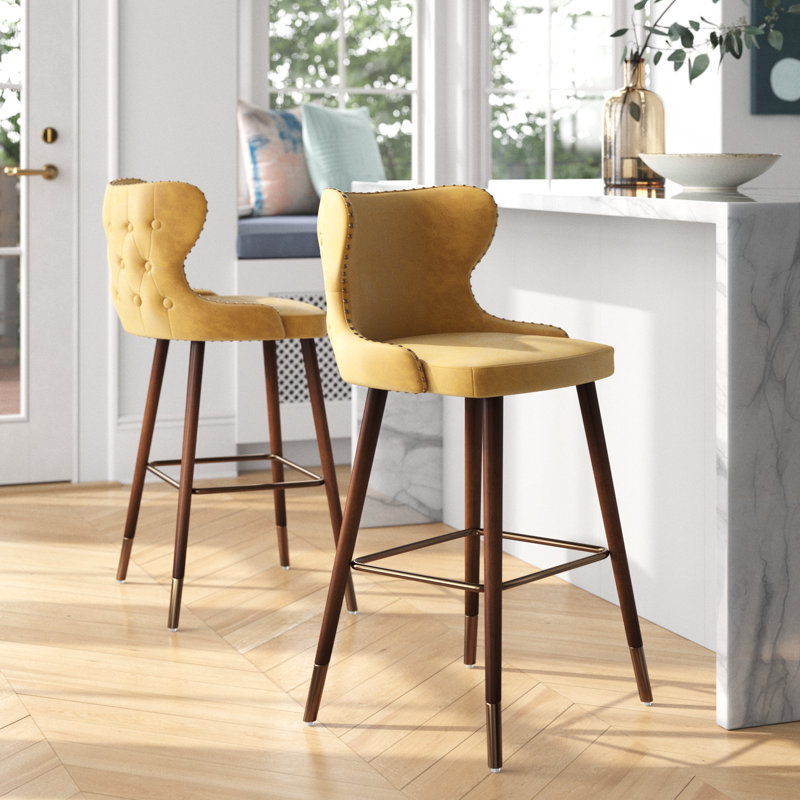 Tabouret de bar et de comptoir Caralie, Tabouret de bar (siège d'une hauteur de 29,5 po), Jaune
