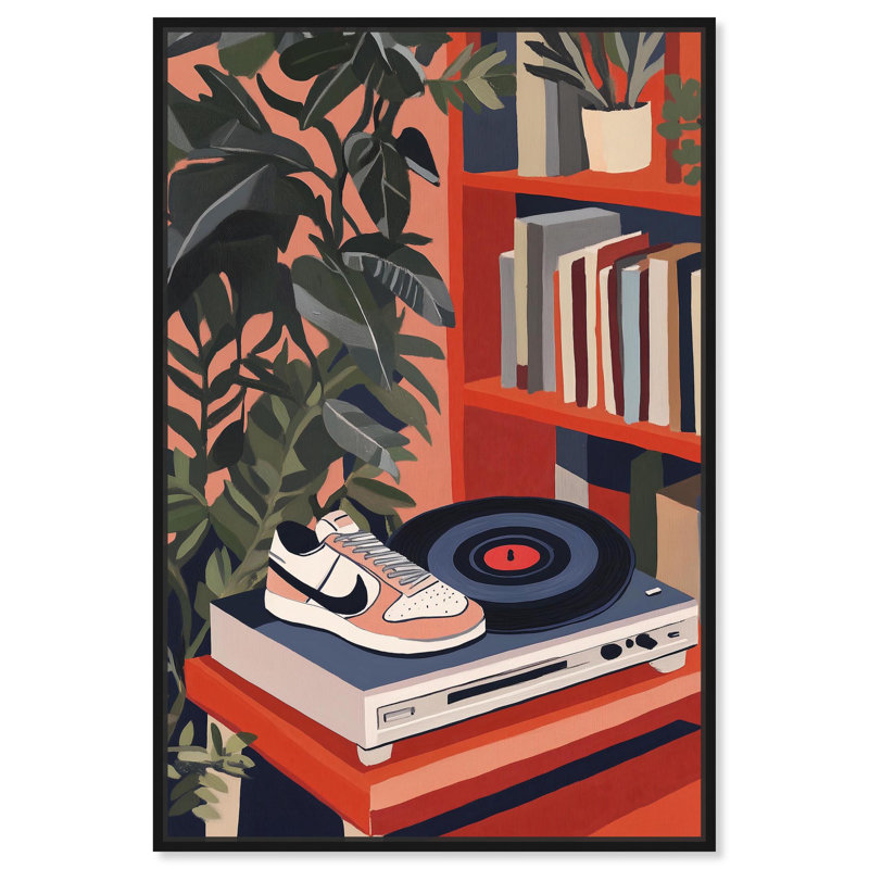 Vinyl and Sneaker Canvas Sneakerhead Posters by Art Remedy, Black Floater Framed, 16" H x 11" W