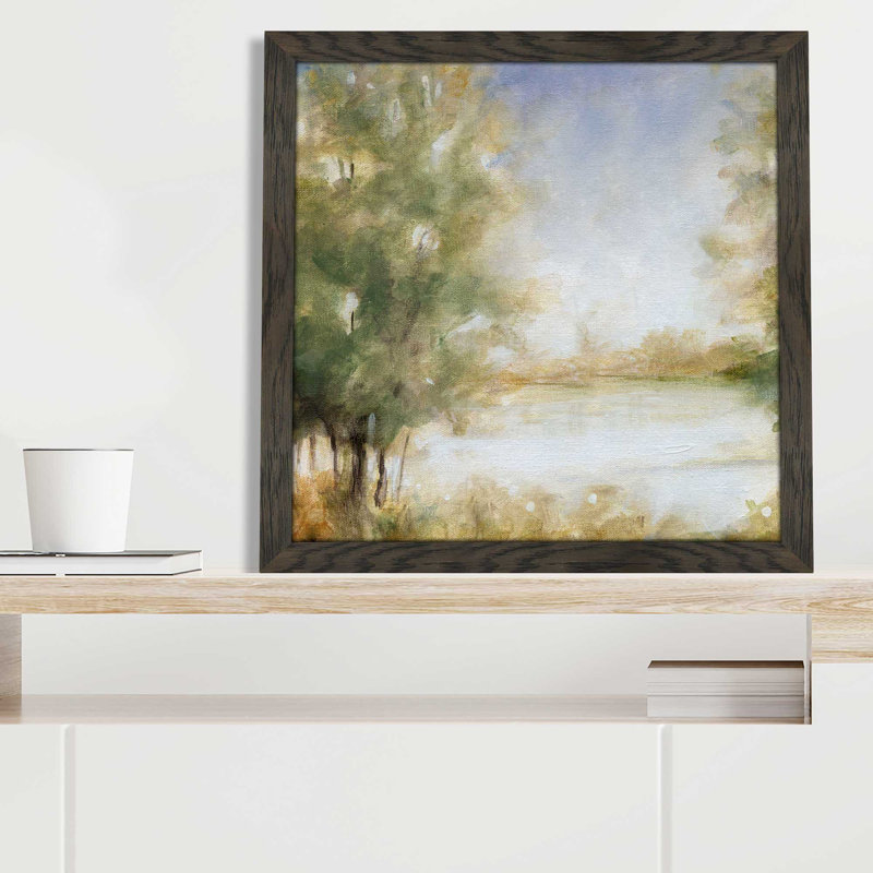 Waterway Grove par Carol Robinson - Peinture, L 25,5 po x H 25,5 po, Cadre noir