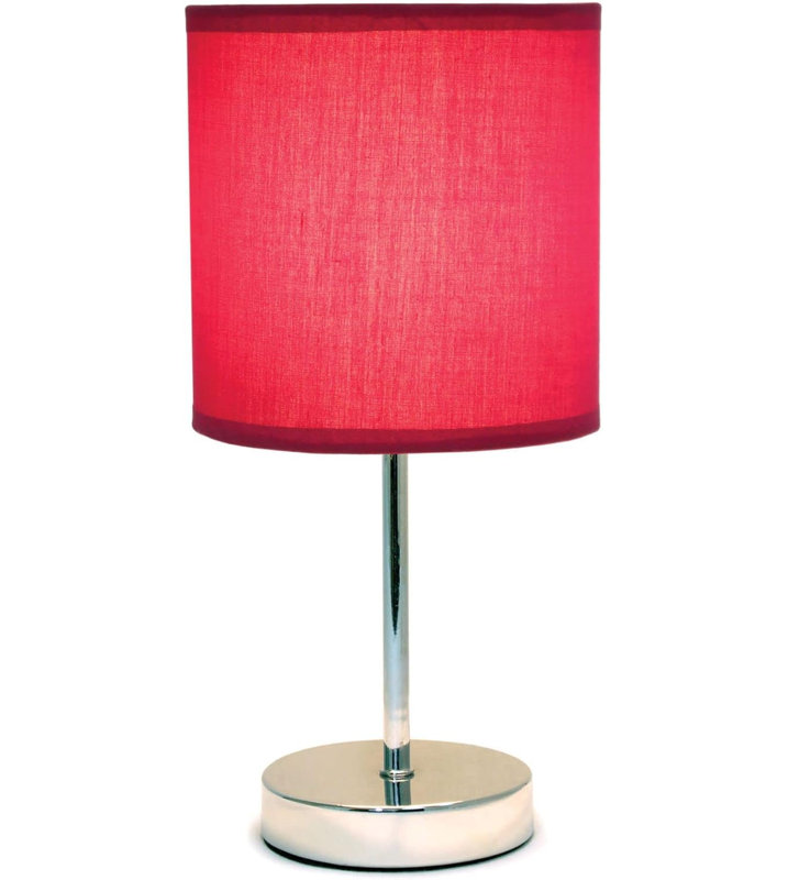  Mini lampe de table chromée avec abat-jour en tissu pour chambre à coucher ou bureau, Rouge