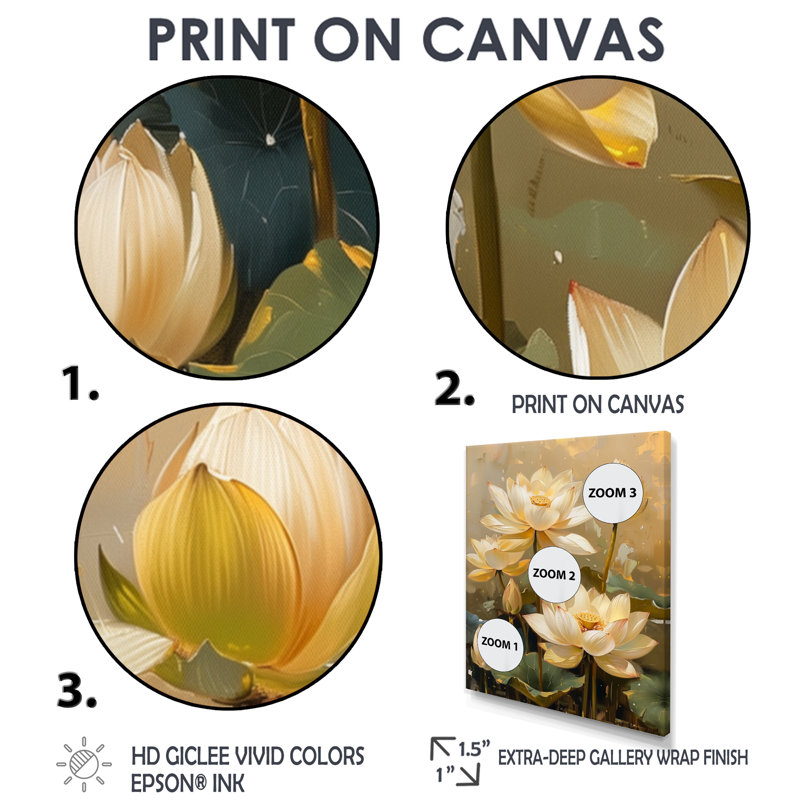 «White Green Blooming Lotus Gardens I», impression d'art mural Lotus, H 12 po x l 20 po, Cadre flottant noir