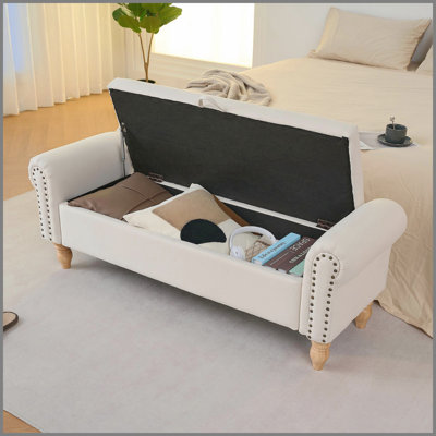Banc de rangement avec repose-pieds et bancs en tissu avec repose-pieds et bancs en bois