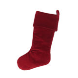 Classic Garnet Red Velvet Handmade Christmas Stocking- 20"