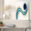 Toile abstraite bleu sarcelle et tourbillons dorés avec spirale bleu foncé-496101479