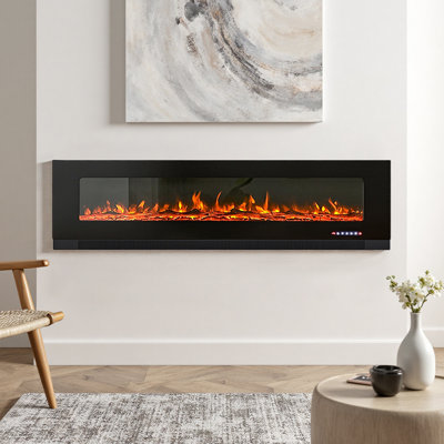 Metro Lane 182.9 cm W Black Electric Fireplace