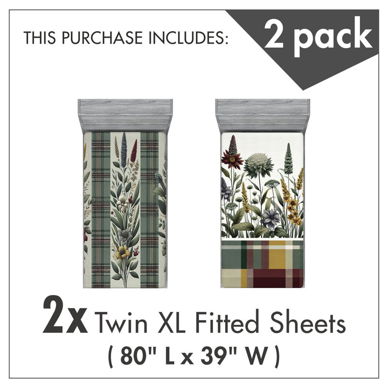 Microfiber Floral Art Fitted Sheet, Twin Extra Long Fitted Sheet